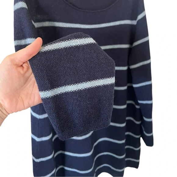 EILEEN FISHER Midnight Blue Striped Alpaca Blend Knit Sweater - Picture 5 of 9